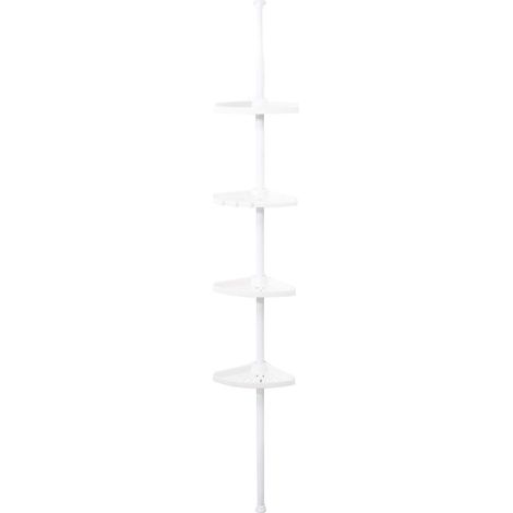 Étagère d'angle de Douche Extensible XL, Blanc, 19,5x19,5x260 cm, Acier laqué époxy et Plastique (1/5)