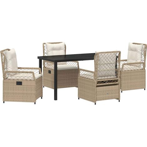 Maison Exclusive - Garten Essgruppe 5 pcs Beige und Cremeweiß Pol (1/5)