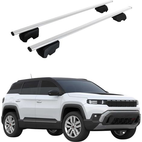 OMAC Barres de toit pour Jeep Compass III J4U ab 2026 – City Crash tested – ISO PAS 11154:2006 – Antivol inclus – Charge max 75 kg – 2 barres Argent (1/4)