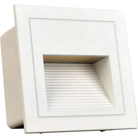 Lot de 4 appliques murales LED carrées, encastrables 90x90 mm, blanc froid 3 W, IP65, pour intérieur et extérieur protégé