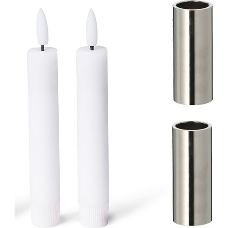 2x Novaliv Standkerzenhalter Stabkerzenhalter 2 x 5cm Silber (1/4)