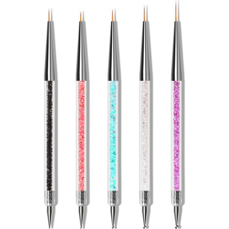 Brush Liner Pour Manucure - Pointe Fine 0,1 mm - Pour Peinture Gel UV et Décoration Ongles - Lot de 5 (1/5)