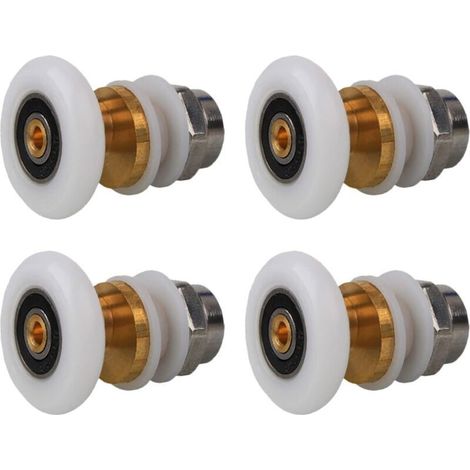 Lot de 4 roulettes pour cabine de douche, roulettes pour porte coulissante, roulettes pour cabine de douche 25 mm, accessoires de salle de bain (1/4)