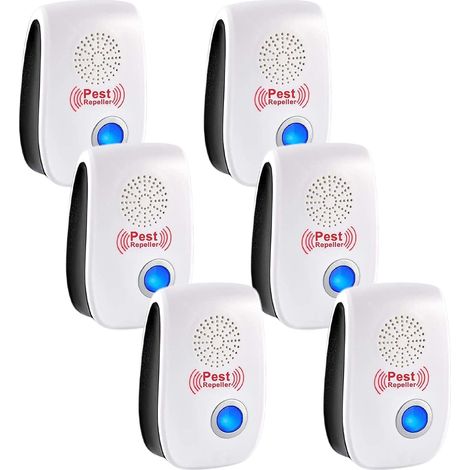 Repellente per roditori e insetti a ultrasuoni, confezione da 6, repellente per zanzare a ultrasuoni per topi e ratti, repellente elettronico per insetti da interni per topi, zanzare, scarafaggi, ratt (1/5)