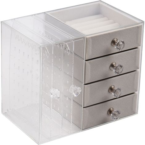 Caja para guardar pendientes con cajones, joyero para pendientes, relojes, anillos y collares, resistente al agua.