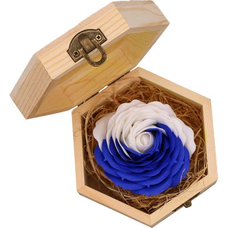 Savon Rose - Boîte En Bois Brut Avec Charnière Et Fermoir - Parfum Floral - 10 x 10 x 6 Cm - Pour Rangement Ou Savonnage - 1 Pièce (1/5)