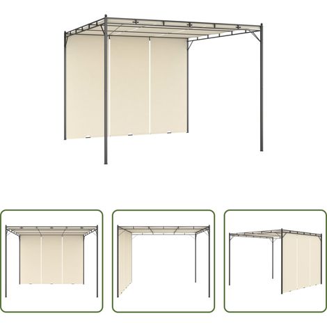 Außenzelt - Gartenpavillon mit Seitenvorhang 3x3x2,25 m Creme (1/5)