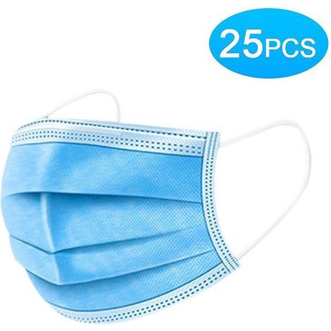 25 PCS Disposable Safety Masks Non-woven Fabric Filtration Soft & Breathable Face Mask Protective Ma (1/5)