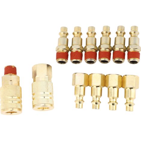 Connecteur de raccord pneumatique en fer plaqué laiton, coupleur rapide, NPT 1/4 pouces, 12 pièces