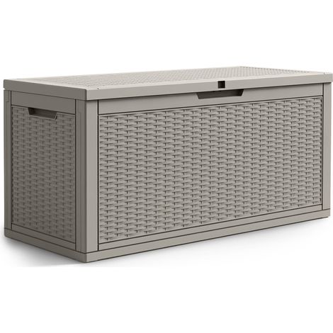 Baule da giardino impermeabile 340L contenitore esterno balcone terrazzo in plastica polipropilene grigio (1/5)