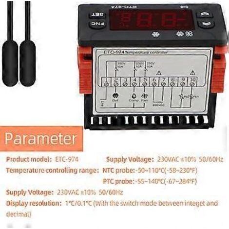 Contrôleur de température numérique ETC-974, thermostat à micro-ordinateur, alarme de réfrigération 220 V-NANOTEH