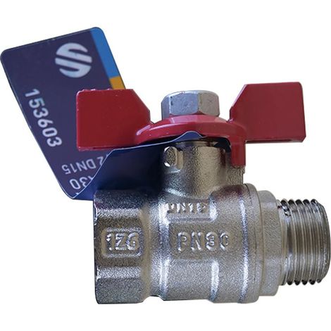 Vanne à sphère PN30 SENA Ni Free Inox ACS Manette Papillon rouge Mâle/Femelle 1/2" (15/21) - ARCO (1/4)