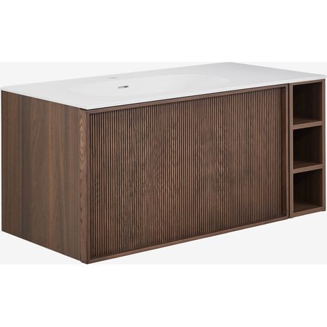 SKLUM Hängendes Badezimmermöbel-Set 100x50 cm aus Holz mit integriertem Waschbecken Endika                                   