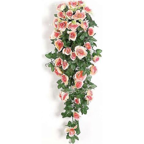 Décoration d'intérieur tendance, fleurs artificielles, roses suspendues, fausses plantes grimpantes pour la maison et le jardin.Champagne (1/5)
