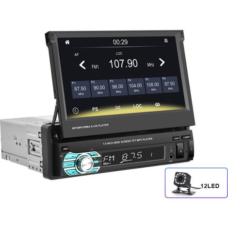 Autoradio Bluetooth 7 " - Moniteur écran tactile rétractable - rétractable écran tactile moniteur voiture - 12V - Caméra 12 lumières (1/5)