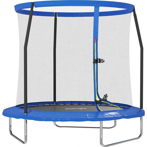 SPORTNOW 8ft Outdoor Trampoline with Safety Enclosure Net, Blue (1/5)