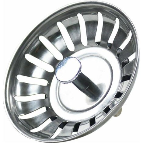GABRIELLE Bouchon Evier Cuisine Inox- Filtre Evier Cuisine Universel (Dia: 79MM), Bonde Evier avec 18 Fentes, Grille Evier Cuisine Antiblocage, Panier pour Evier Inox Vidange Rapide, (1/5)