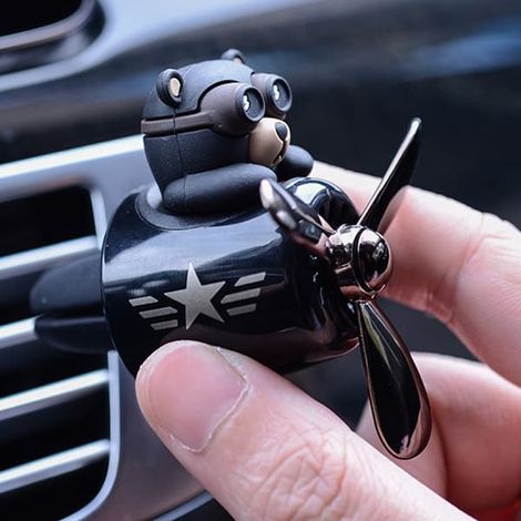 LYERCW - Désodorisant pour voiture Bear Pilot, diffuseur à hélice rotative, noir (1/5)