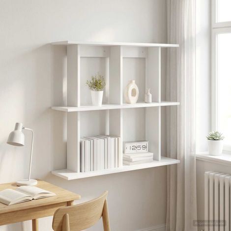 vidaXL Wall Shelf Wall-Mounted White 100 x 20 x 75 cm Engineered Wood (1/5)