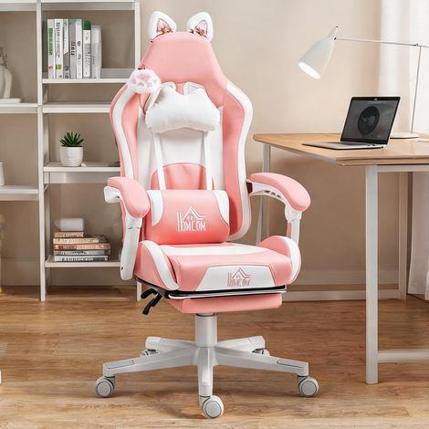 Chaise de bureau coloris rose en plástico 65 x 62 x 124 cm (1/5)