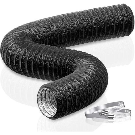 Manguera de drenaje de 100 mm, 6 m, flexible, de PVC y aluminio, aire acondicionado portátil, armario de cultivo, Negra, 1 unidad (1/5)