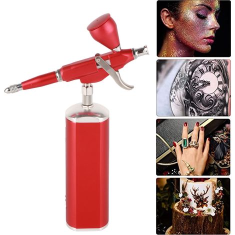 Tragbare Airbrush 25 PSI, Pistole, Mini-Luftpumpe, Airbrush-Set (rot) (1/5)
