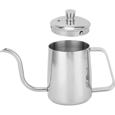 Cafetière manuelle en acier inoxydable à bec fin et long avec couvercle, argentée, 350 ml (1/5)