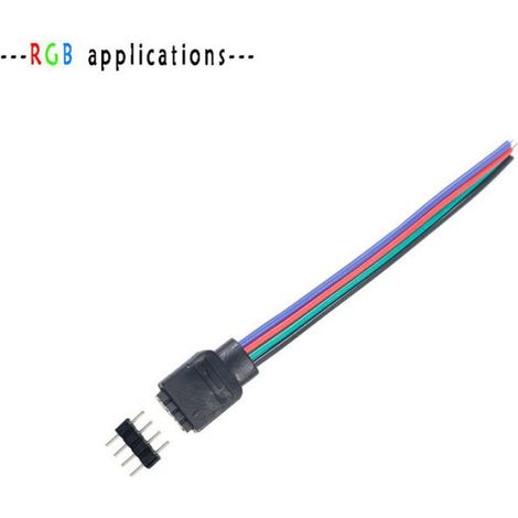 50Pcs 4 Broches Rgb Led Bande Mâle Connecteur Adaptateur Connecteur pour 3528 5050 LumièRe de Bande noir,50  connecteur à 4 (1/5)