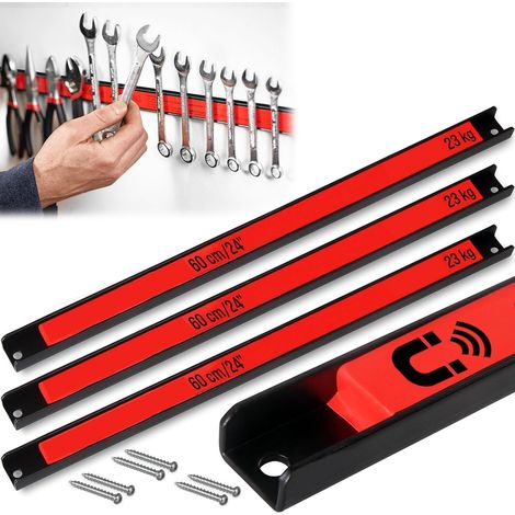 Juego de 3 Soportes magneticos de pared para colgar herramientas y piezas, 60 cm 23 kg (1/5)