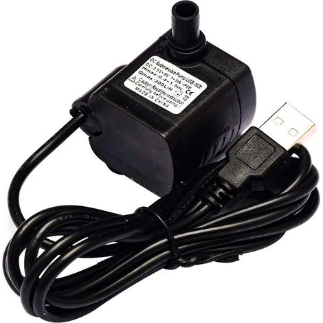 Pompe solaire submersible USB 3,5 V à 9 V CC, 3 W, 200 l/h, pour aquarium, fontaine ou bassin (sortie 8 mm). (1/5)