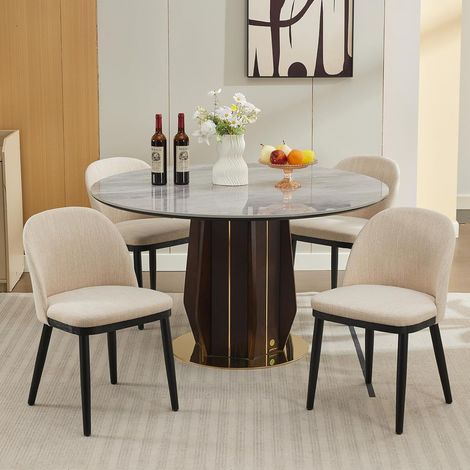 Lot de 4 chaises de salle à manger rembourrées beiges (1/5)