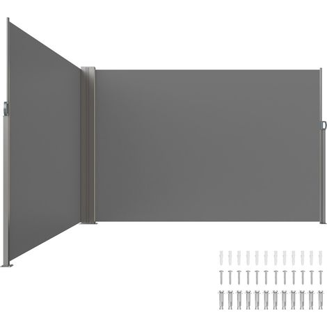 Auvent Latéral Rétractable 200x600 cm Paravent Extérieur Imperméable Brise-Vue Tissu en Polyester 180 g/m² Pare-vent Écran de Séparation Résistant aux UV 30+ pour Jardin, Balcon, Terrasse, Gris (1/5)
