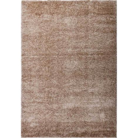HOME DELUXE - Teppich SOFI - Farbe: Braun, Größe: 110 x 60 cm - Allergikerfreundlich, Floorhöhe: 4,3 cm, 100% Polypropylen Friese I Floorteppich Shaggy Designteppich  Teppich Hochflorteppich Flor Wohn