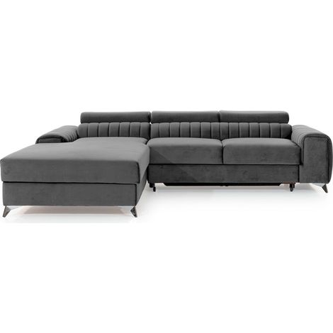 Sofá de esquina izquierda Gris oscuro convertible 3 plazas JAYSON con cama (1/5)