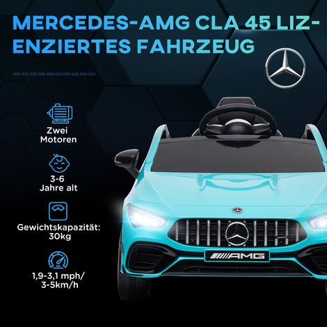 Voiture électrique enfant téléguidée avec roues de transport, phares LED et avertisseur sonore, pour enfants 3-6 ans, bleu ciel (1/4)