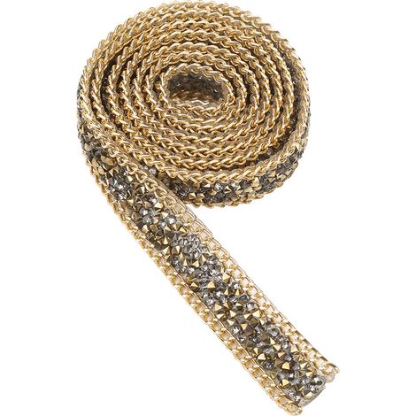 20mm Largeur Double Pointes Strass Ruban Maille Diamant Enroulement Rouleau (Or) 1yard (1/5)
