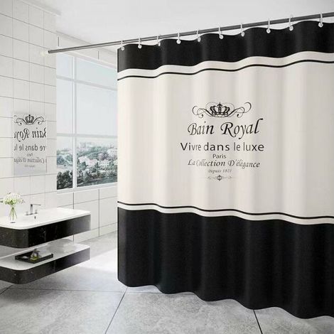 Rideau de douche 180 x 200 cm – Imperméable en polyester – Séchage rapide – 12 crochets inclus – Pour baignoire et douche (1/5)