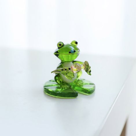 Figura decorativa de jardín de hadas - Estatua de rana de cristal decorativa - Multicolor (6 miniaturas) (1/5)