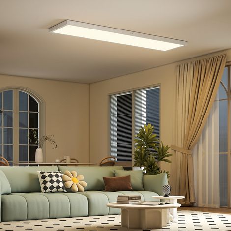 Blanc 120x30x3,7 cm - Ensemble de 4 lampes de plafond colorées réglables doté de DIP et interrupteur mural 3000K/4000K/6000K