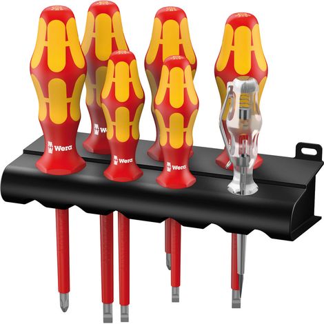 Jeu de tournevis Wera 160 i/7 Rack VDE 7 pièces vis à fente, cruciforme Phillips
