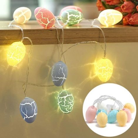 NEUFU 1.5m 10LED Œuf Craquelé Guirlande Lumineuse Pâques Décor Maison Jardin Lampe (1/4)