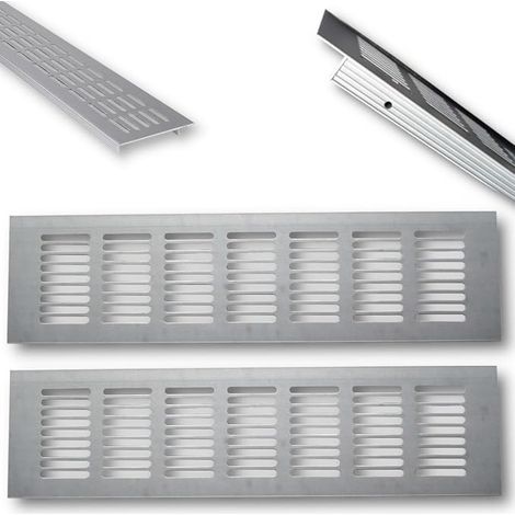 2 x Aluminium Aeration Grille for Ideal Ventilation, Ventilation Grille for Fireplace, Kitchen, Bathroom, Toilet, Garage and Living Room, 100 x 8 x 1.2 cm (1/5)
