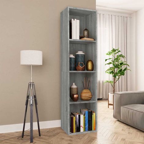 Bibliothèque/Meuble TV Étagère de Rangement - pour Bureau Salon Chambre Cuisine Sonoma gris 36x30x143 cm BV759609 - BonneVie (1/5)