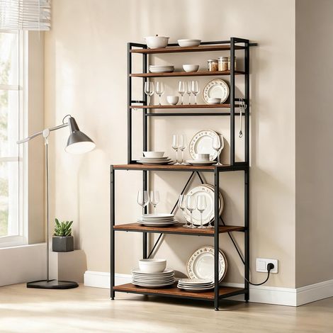 Meuble de rangement 167 cm avec prises électriques style rustique (1/5)
