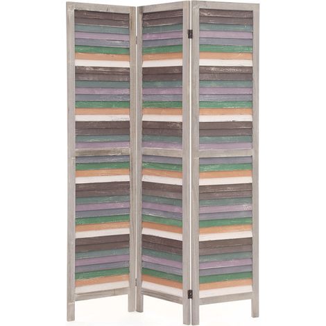 Biombo mampara de separación en madera de pino multicolor, diseño PROVENZA Gris. (1/2)