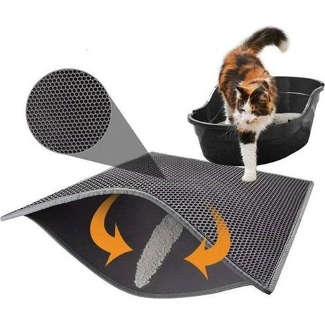 Tapis litière pour chat - - Imperméable - Non toxique - EVA gris