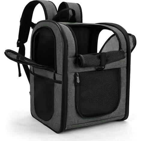 1 Sac à Dos pour Chat et Chien, Polyester Respirant, Fenêtre de Visibilité, Système Anti-fuite, Transport Voyage (1/5)