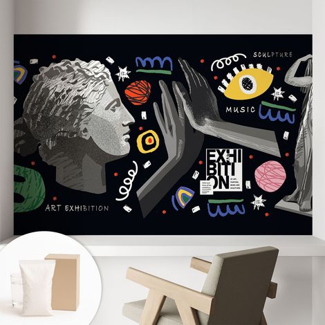 Papier peint intissé mural avec imprimé motifs uniques apparence moderne - Colle incluse gratuite Exposition colorée 104x70 cm (1/5)