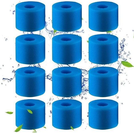 Lot de 12 filtres de Piscine en Mousse Filtre pour Intex Type S1 - Filtre en Mousse pour Spa, Piscine - Réutilisables et lavables - Éponge de Filtration de Type S1 (12 pièces)… (1/4)