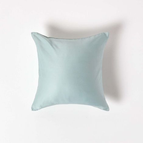 HOMESCAPES Duck Egg Blue Organic Cotton Continental Pillowcase 400 Thread Count, 40 x 40 cm - Blue (1/4)